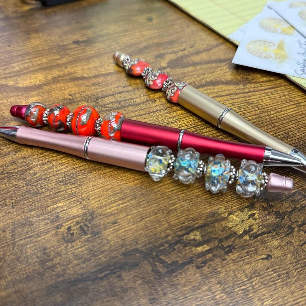 Chic Pink Pen with Beaded Design
